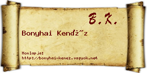 Bonyhai Kenéz névjegykártya